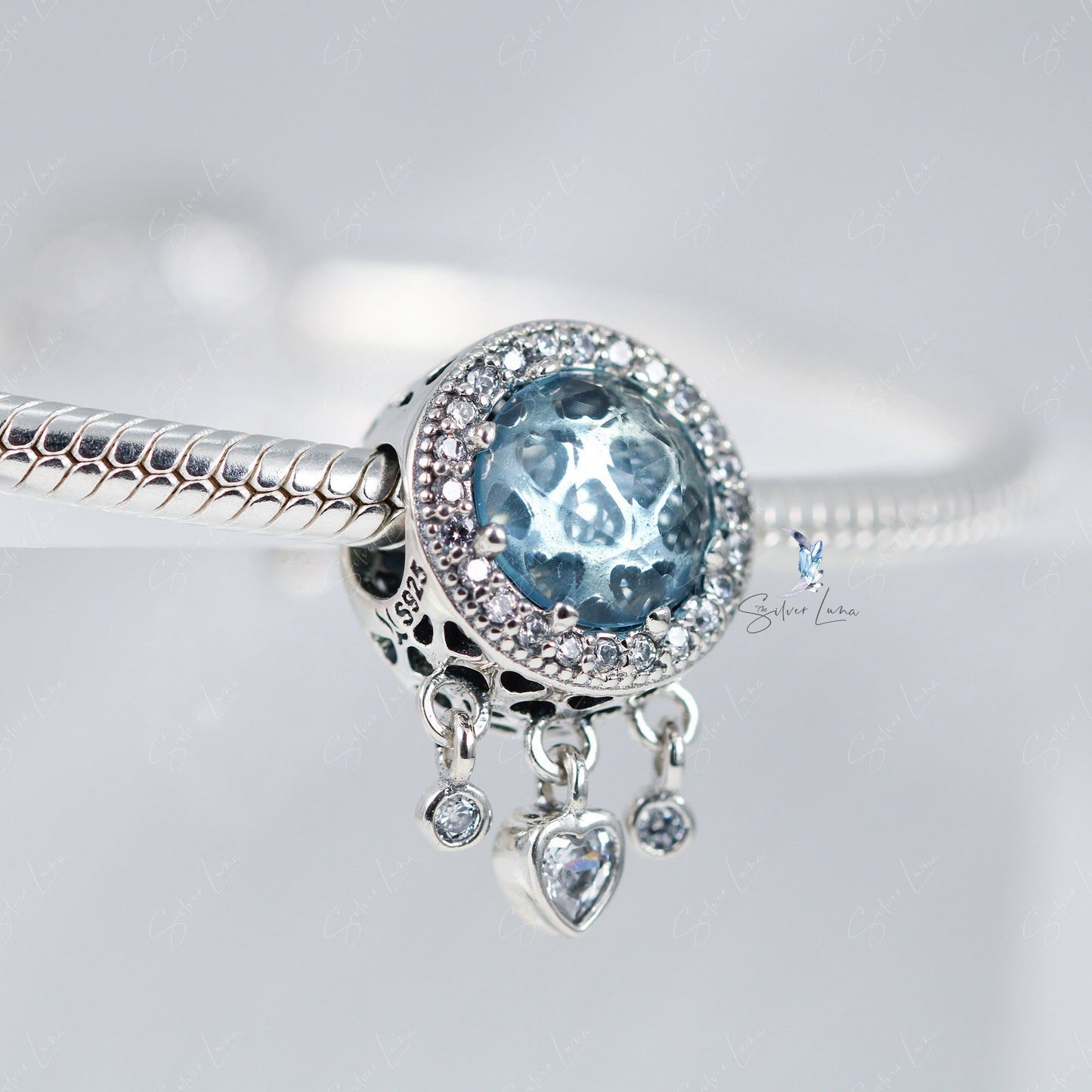 heart glass bead charm