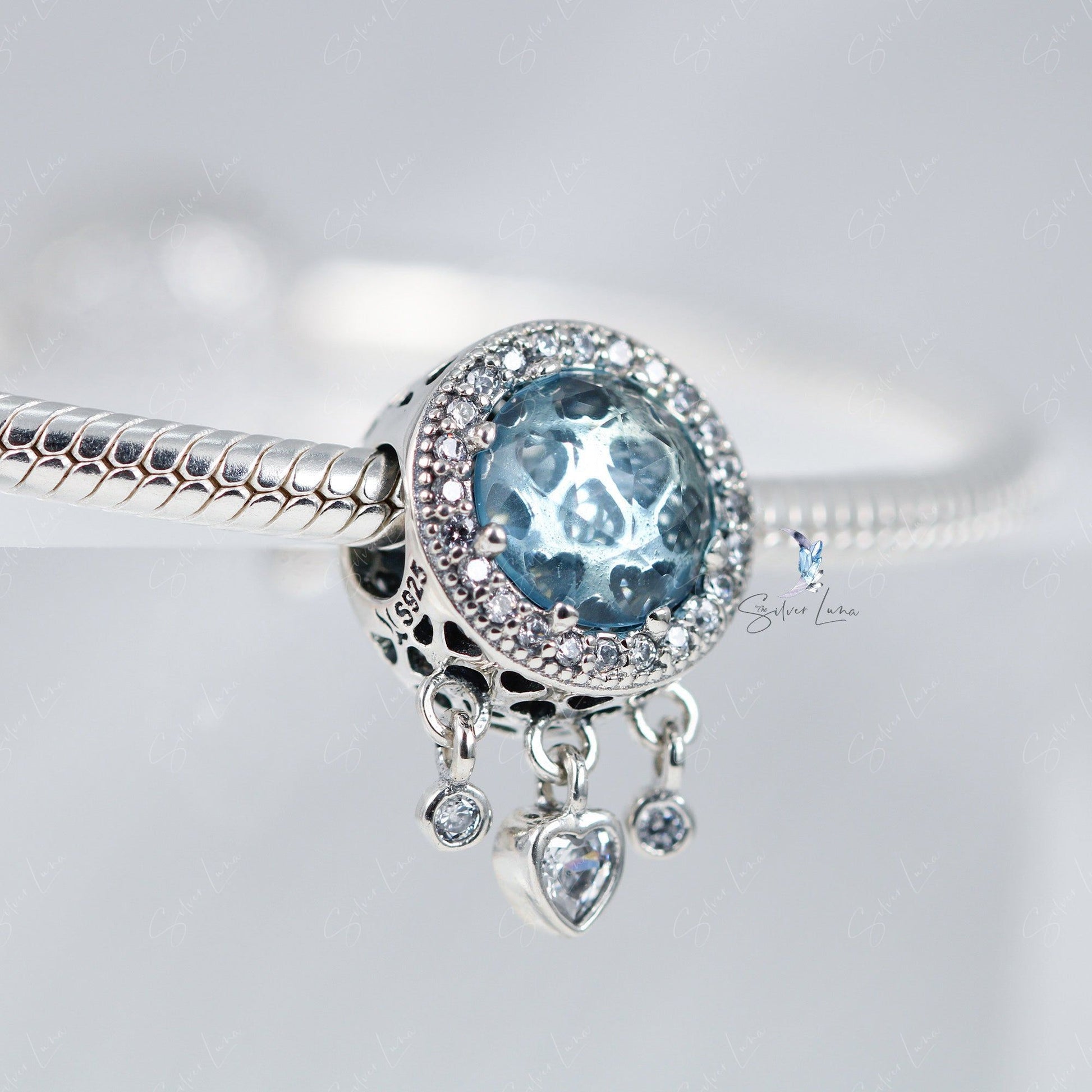 heart glass bead charm