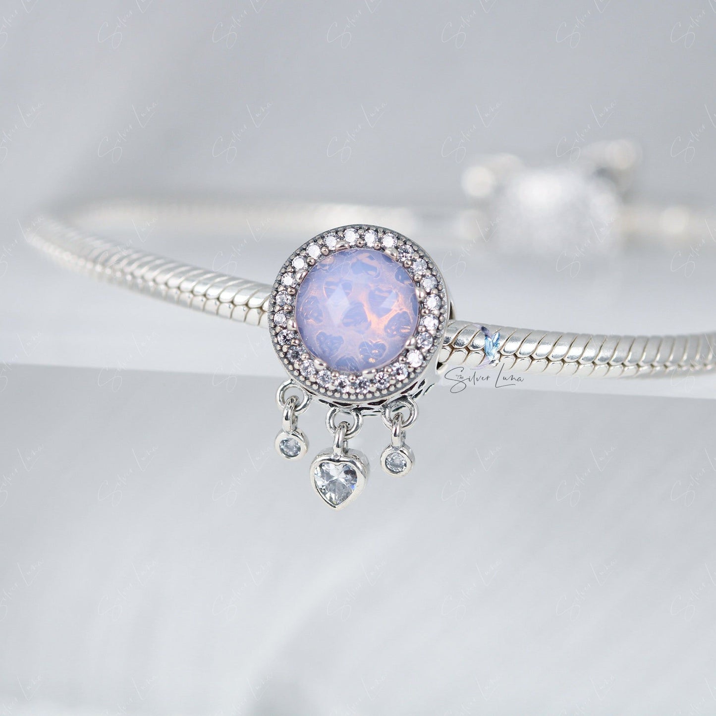 heart glass bead charm