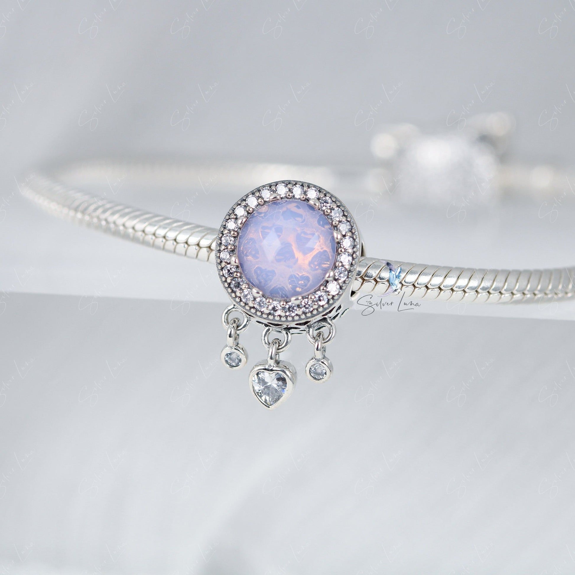 heart glass bead charm