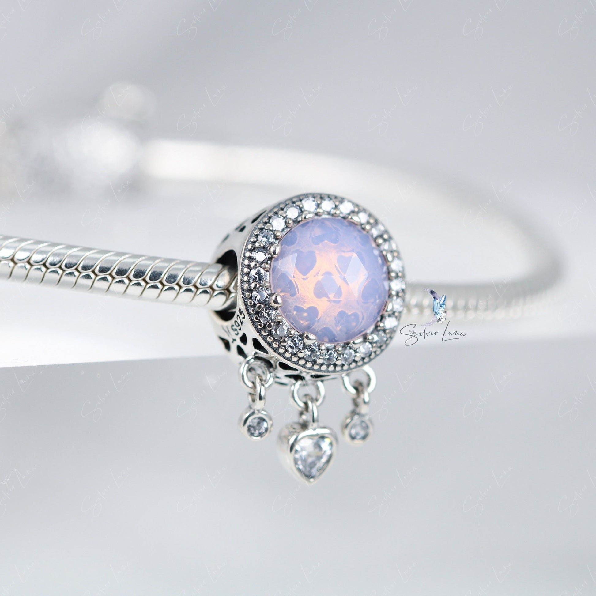 heart glass bead charm