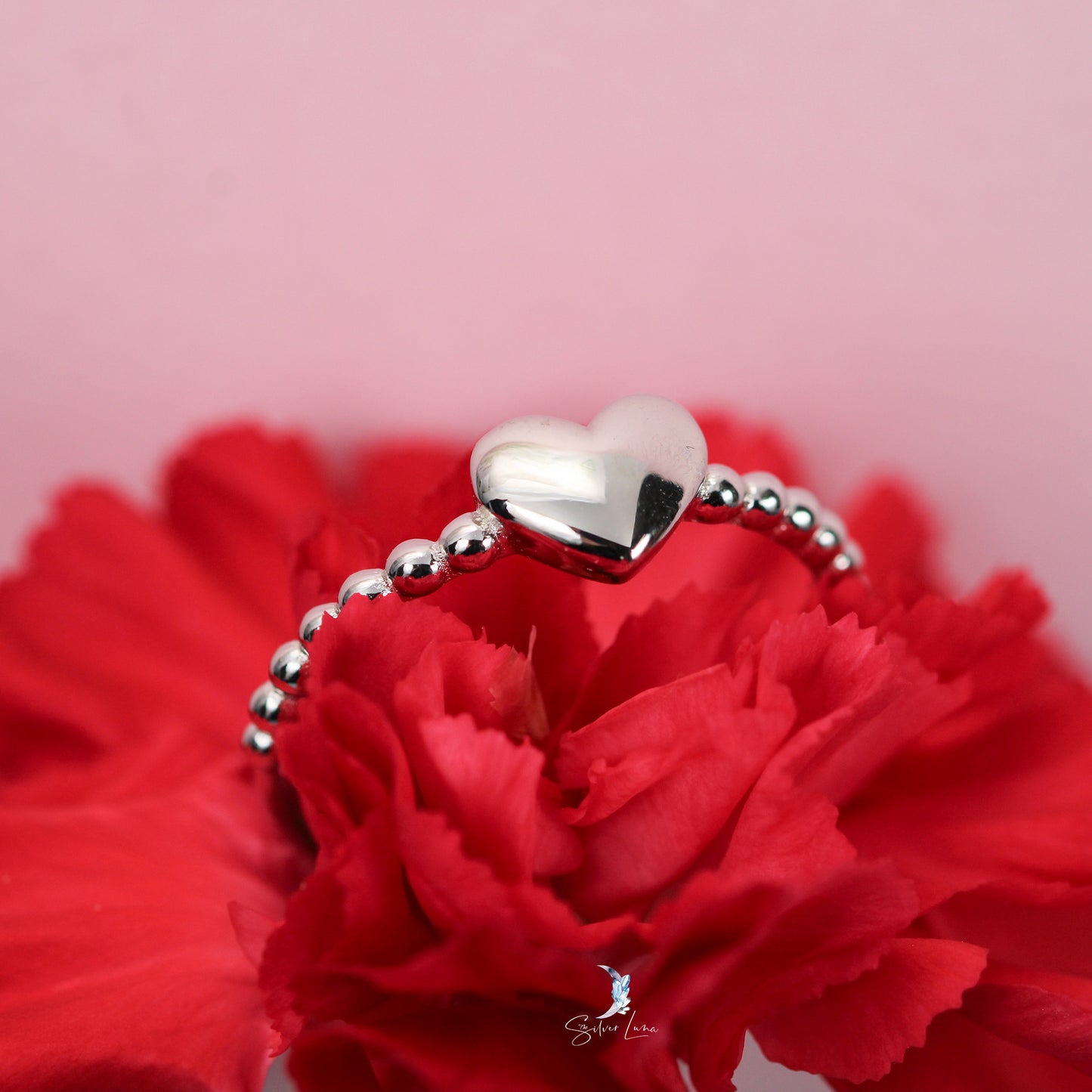 Valentine heart silver ring