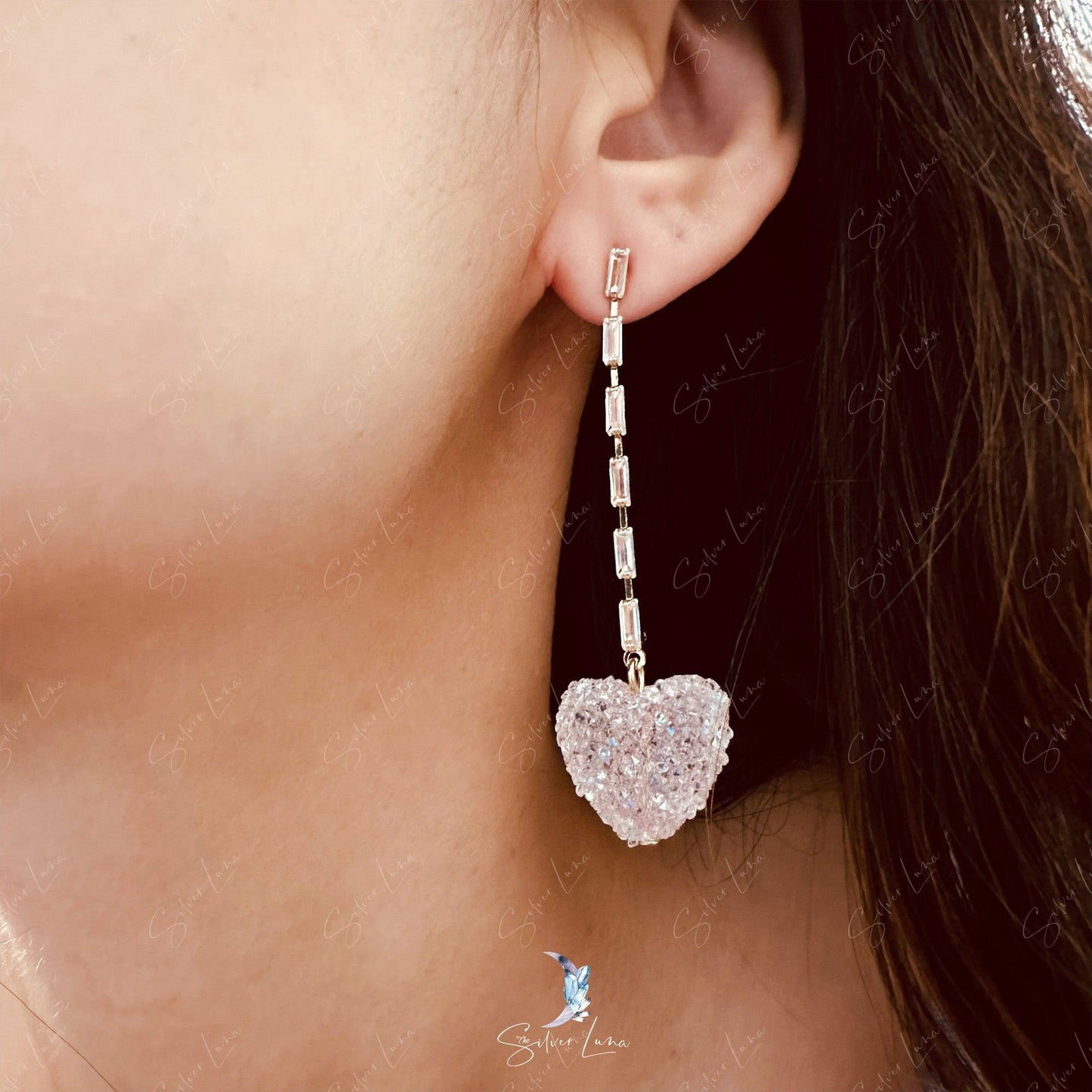 Pink sugar heart fashion earrings