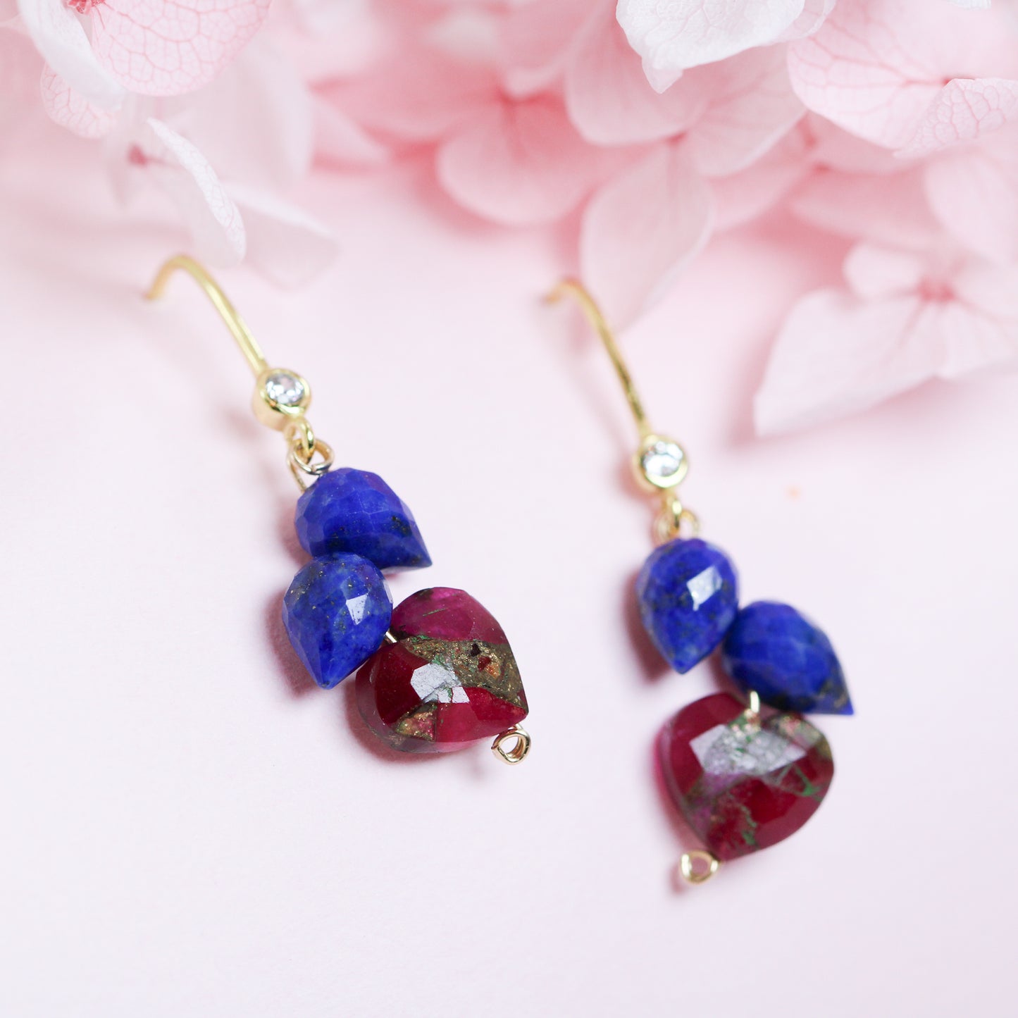 dainty heart natural stone earrings