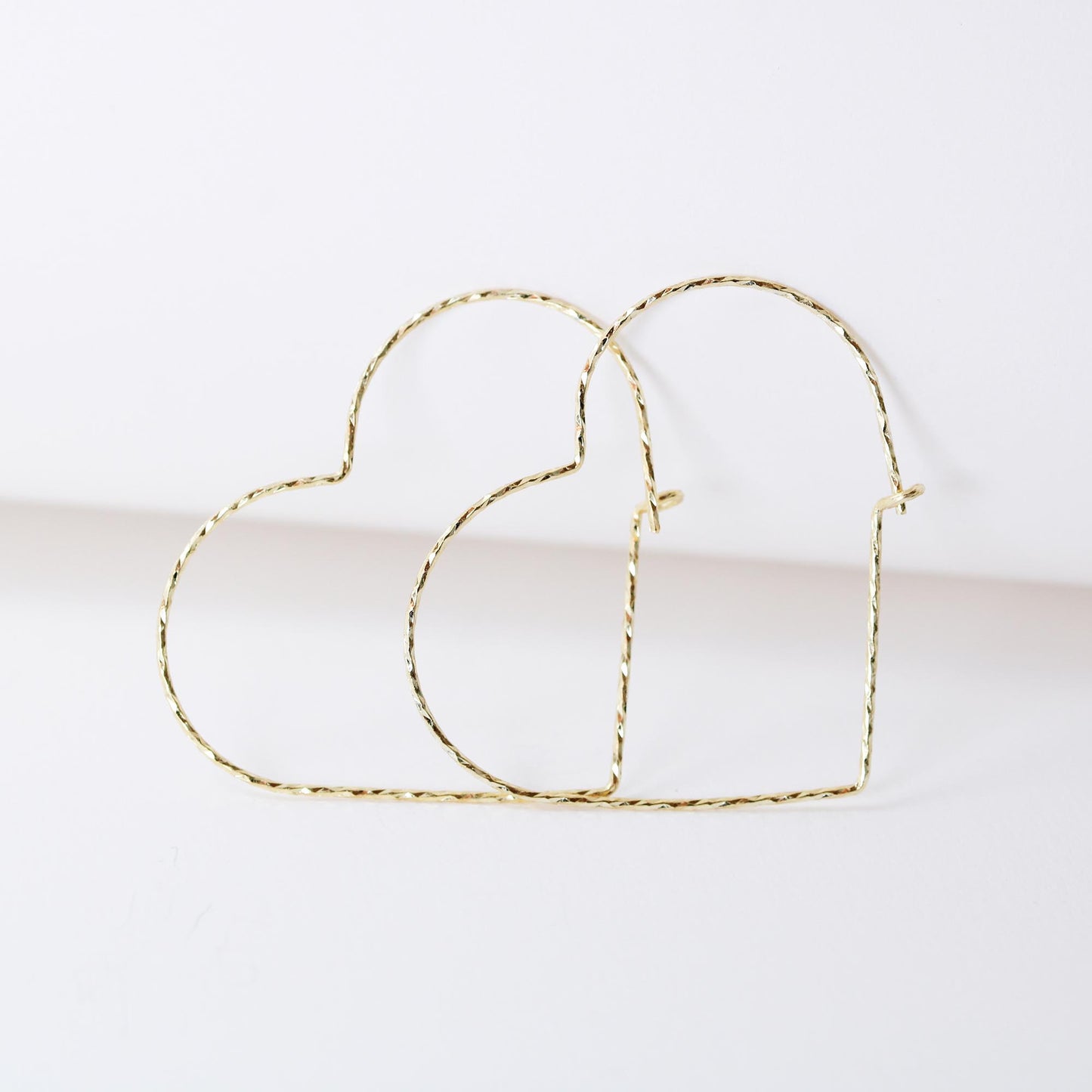twist wire heart hoop earrings