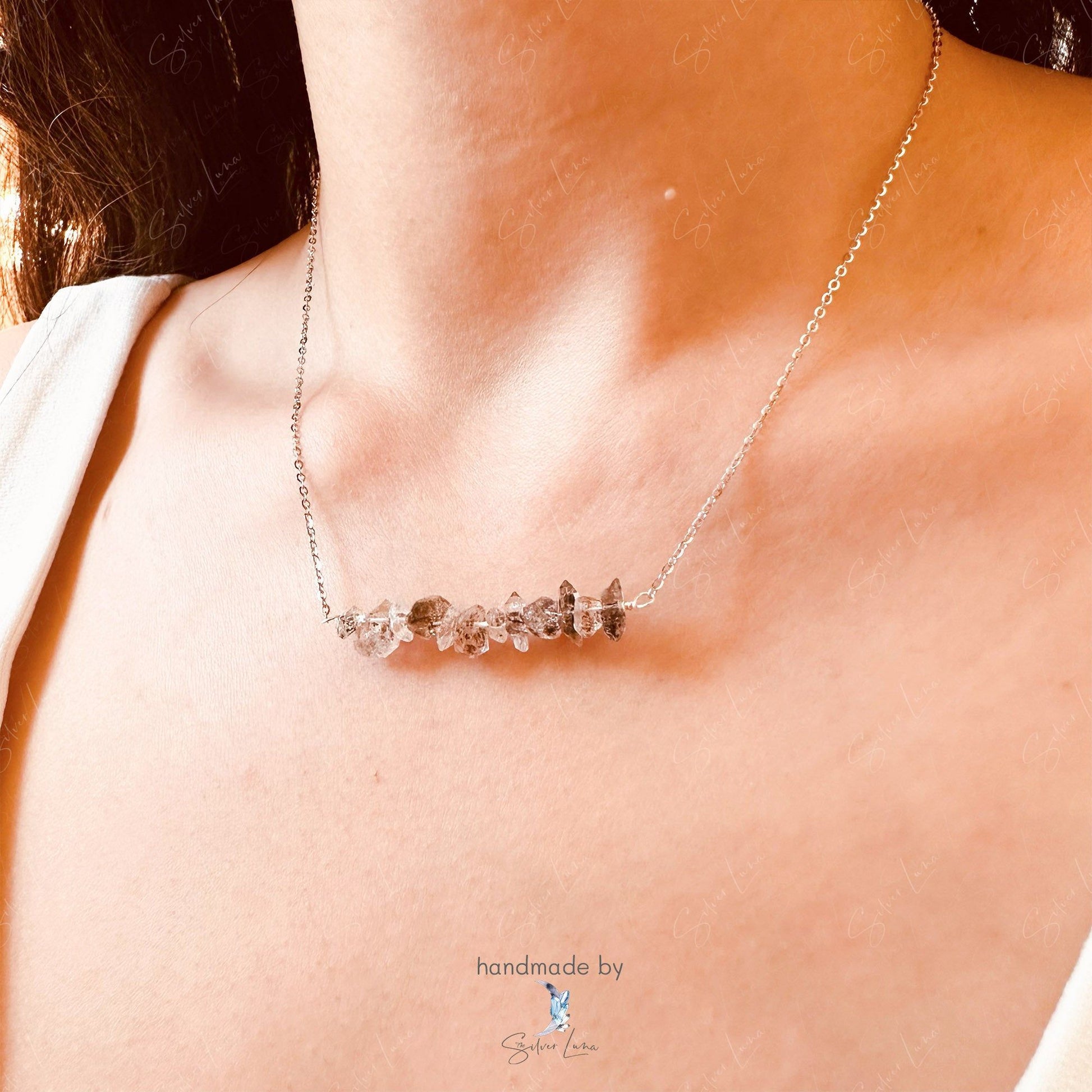 herkimer diamond raw stone pendant
