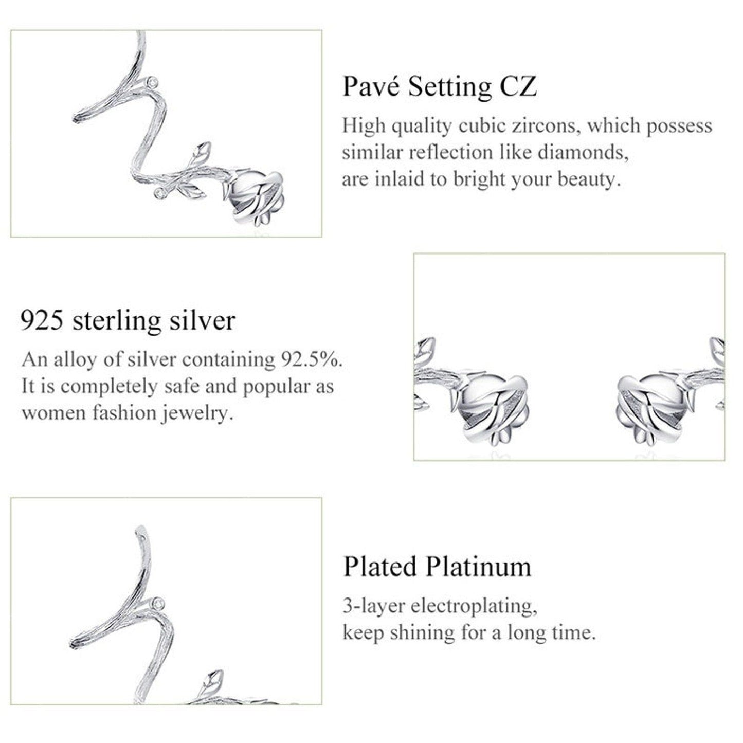Thorns Rose Wrap Sterling Silver Ear Climbers