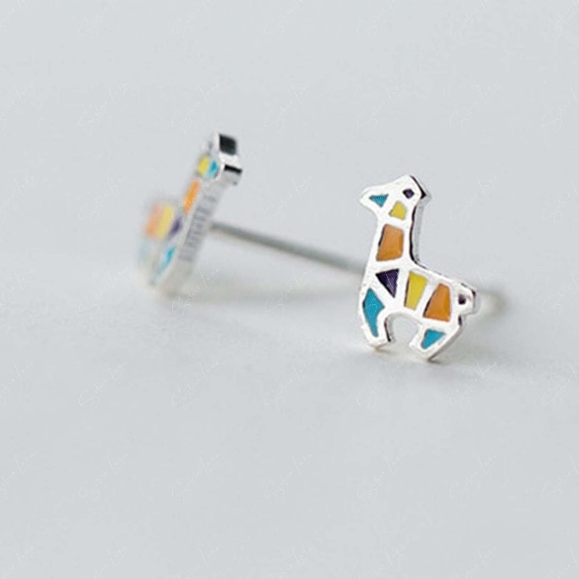 Cute Mosaic Giraffe Stud Animal Earrings