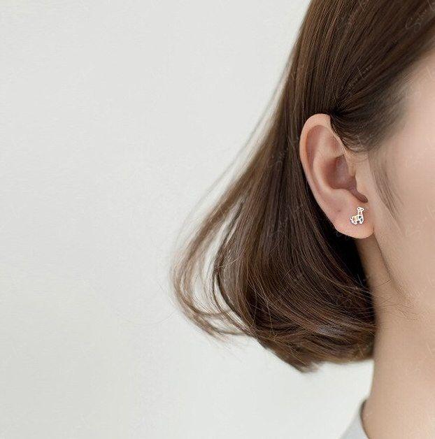 Cute Mosaic Giraffe Stud Animal Earrings