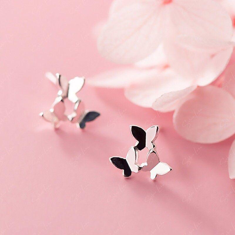 sterling silver butterfly stud earrings
