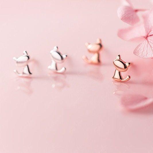 cute cat animal stud earrings