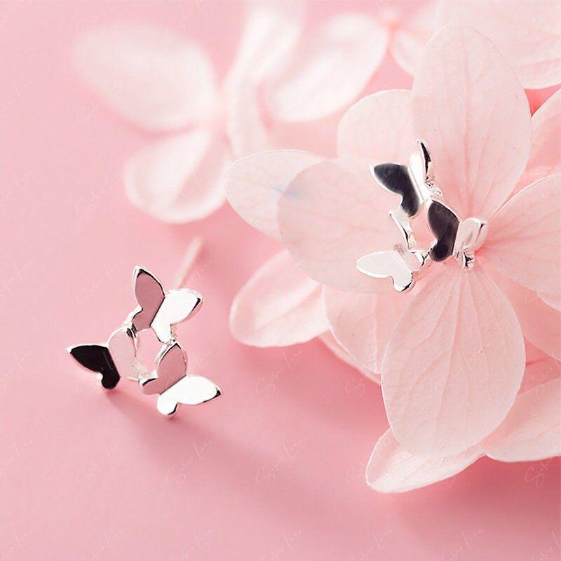 sterling silver butterfly stud earrings