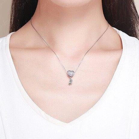 Teddy Bear Hanging On Heart Balloon Dangle Charm