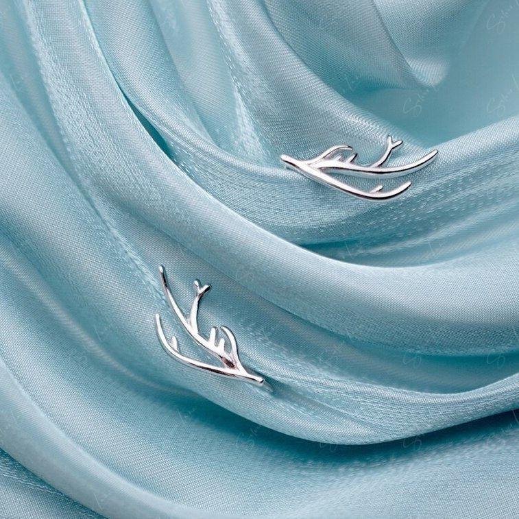 Elk Antler Ear Climber Sterling Silver Earrings