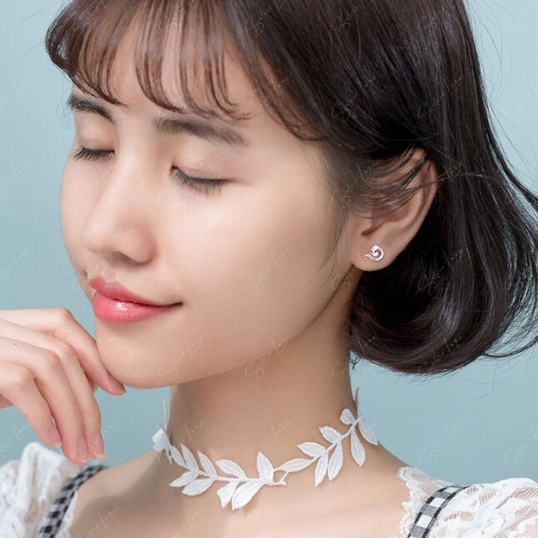 Japanese Cloud Motif Sterling Silver Stud Earrings