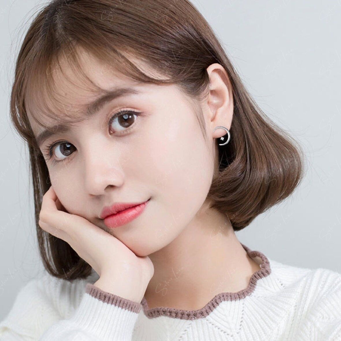 Moon And Star Stud Earrings With Ear Jacket