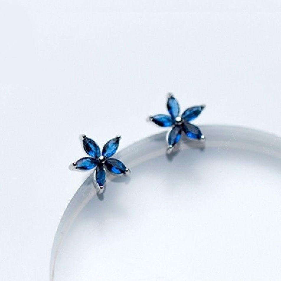 Blue Flower Stud Earrings