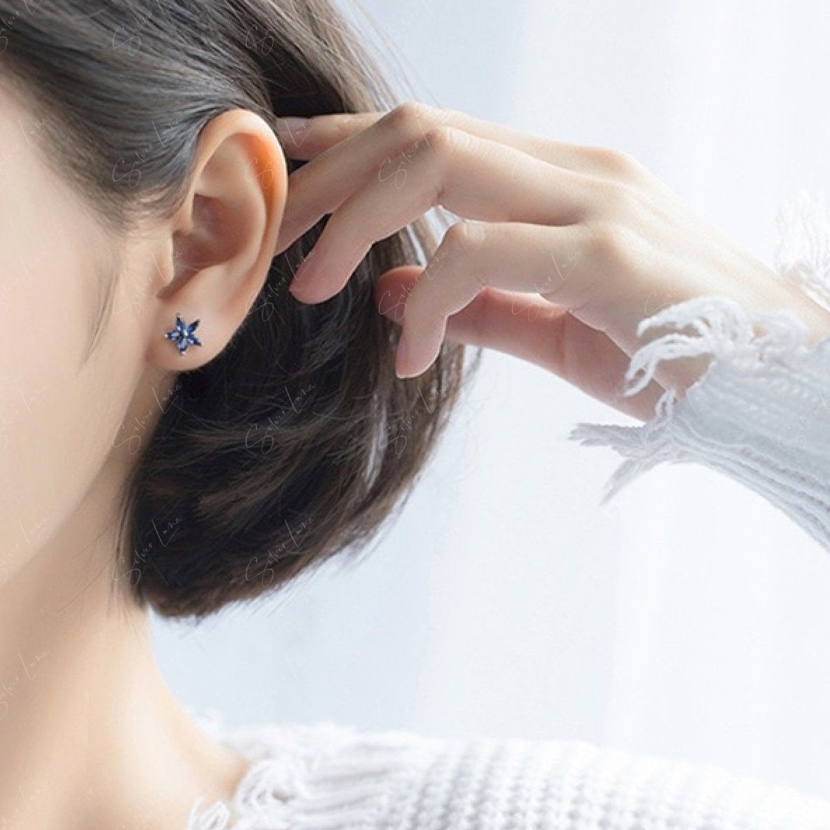 Blue Flower Stud Earrings