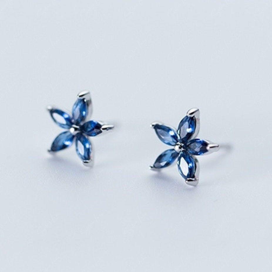 Blue Flower Stud Earrings