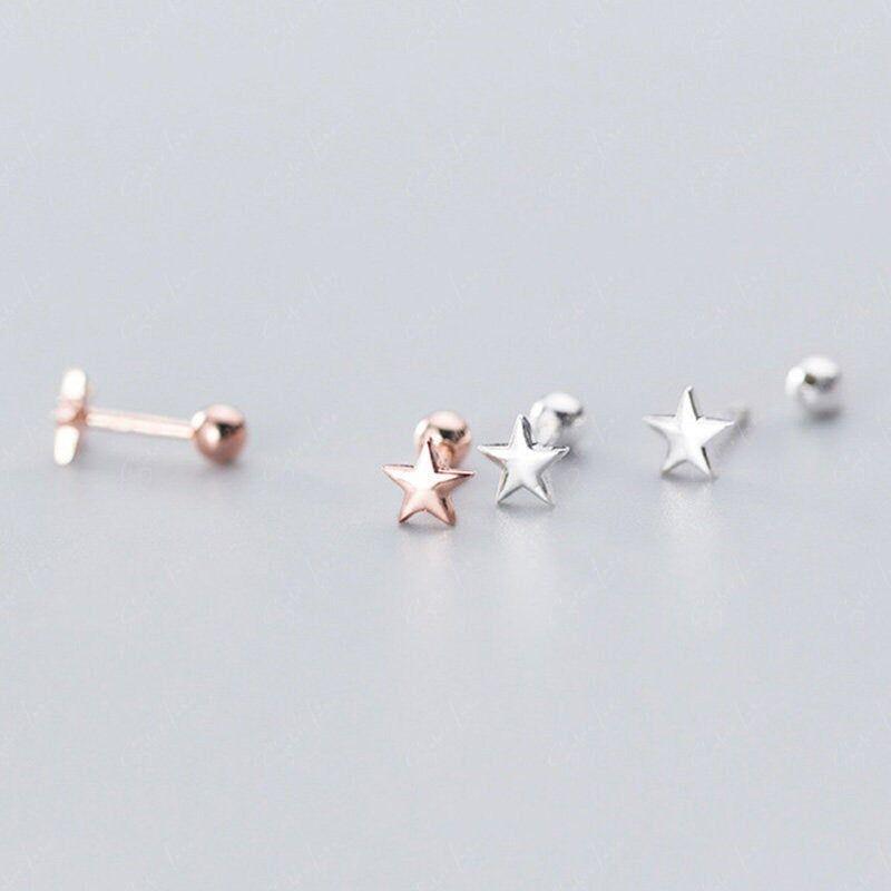 Tiny Star Screw Back Stud Earrings