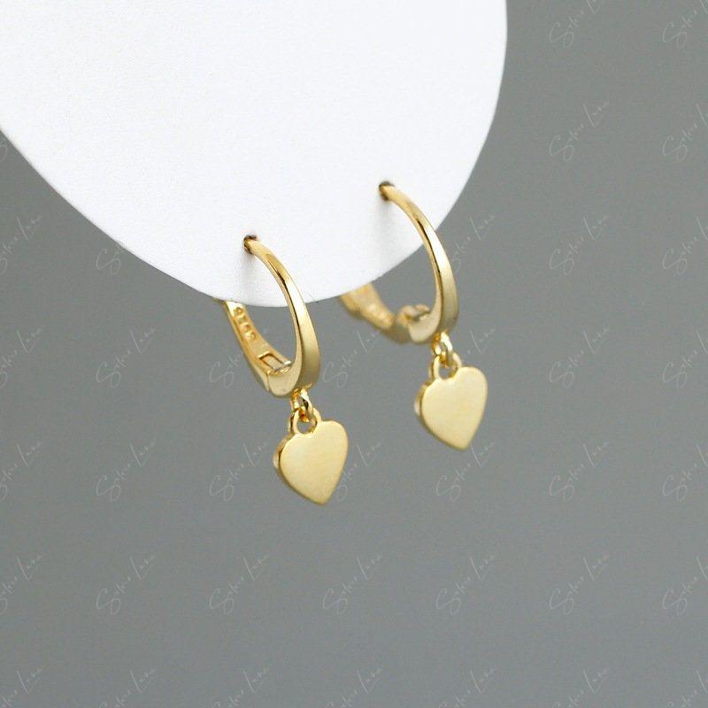 Tiny Heart Sterling Silver Hoop Earrings