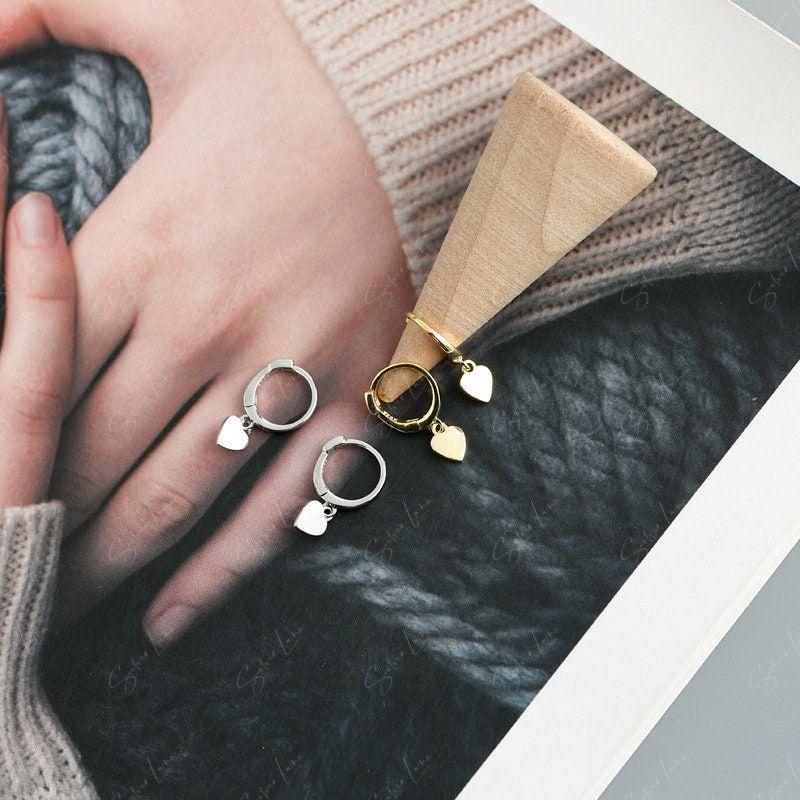 Tiny Heart Sterling Silver Hoop Earrings