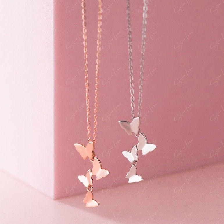 Cluster Of Butterflies Pendant Necklace