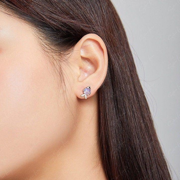 rainbow fish stud silver earrings