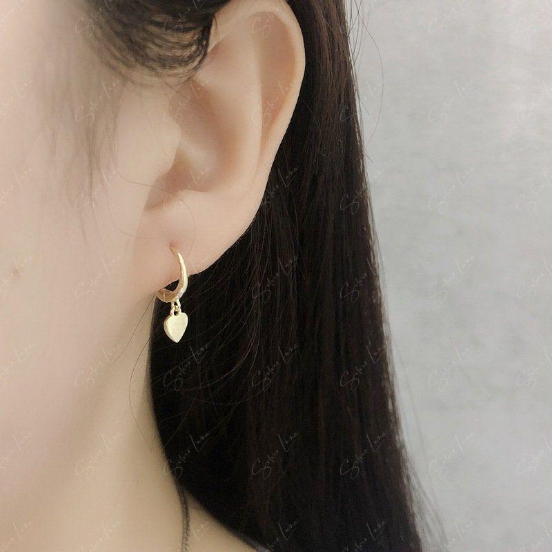 Tiny Heart Sterling Silver Hoop Earrings