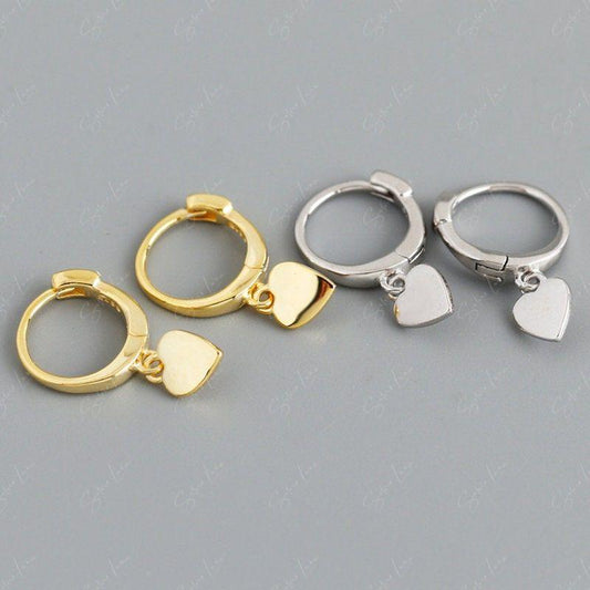 Tiny Heart Sterling Silver Hoop Earrings
