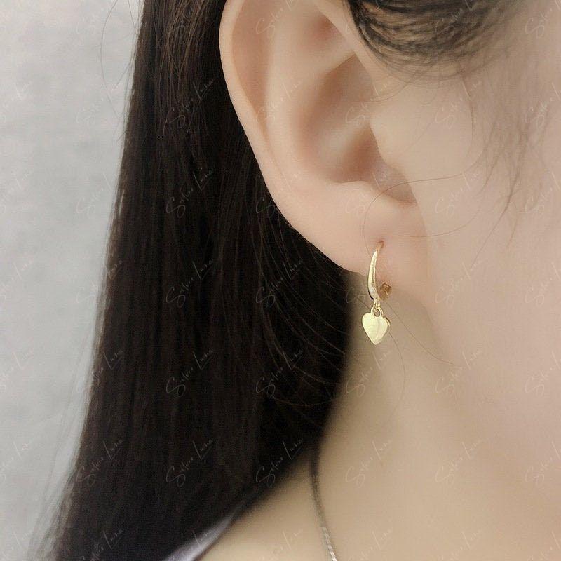 Tiny Heart Sterling Silver Hoop Earrings
