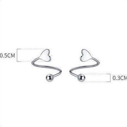 Spiral Heart Wrap Screw Sterling Silver Earrings