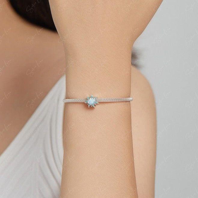 Opal Stone Sun Bead Sterling Silver Charm