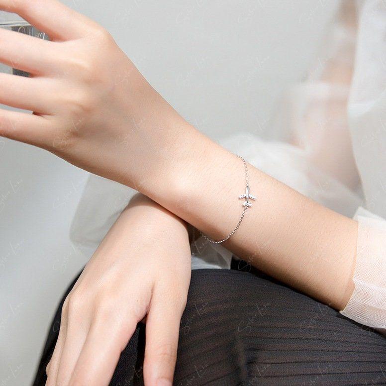 Airplane Simple Silver Bracelet