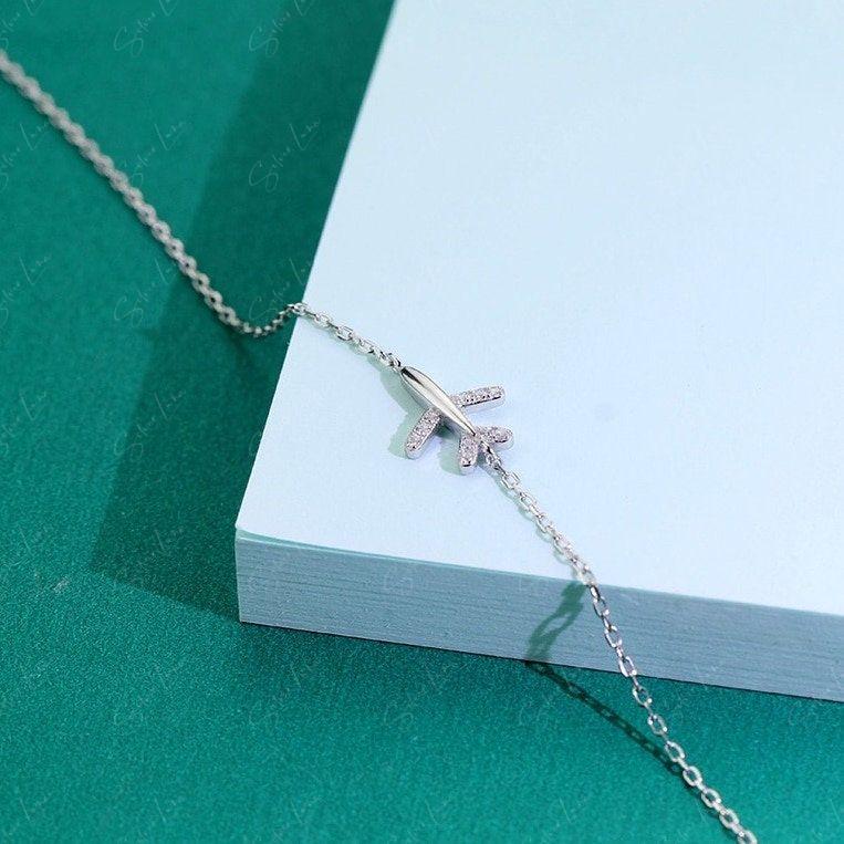 Airplane Simple Silver Bracelet