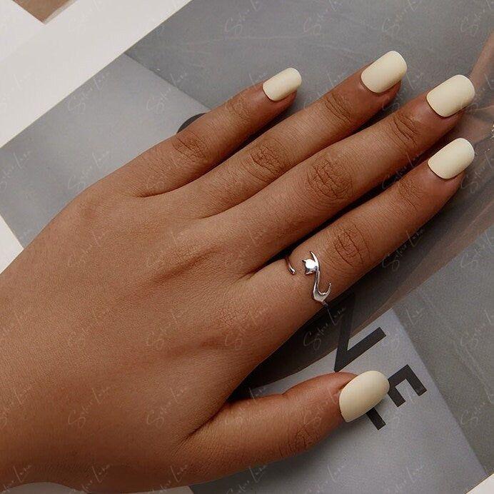 Cute Cat Adjustable Open Band Ring