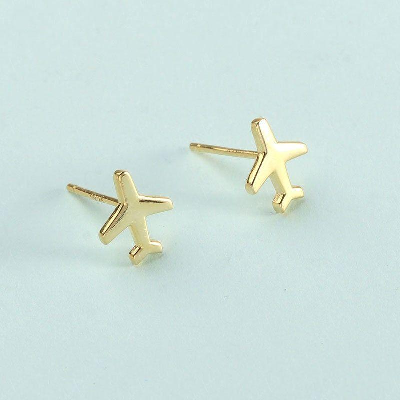 Minimalist Airplane Stud Earrings