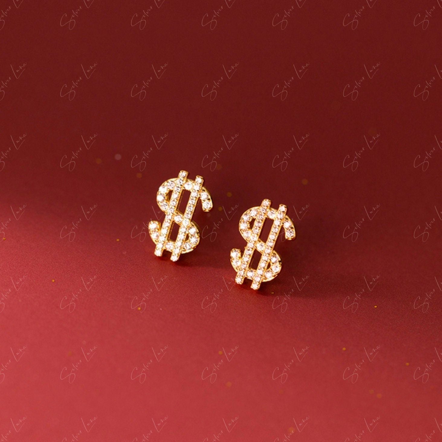 money symbol stud earrings