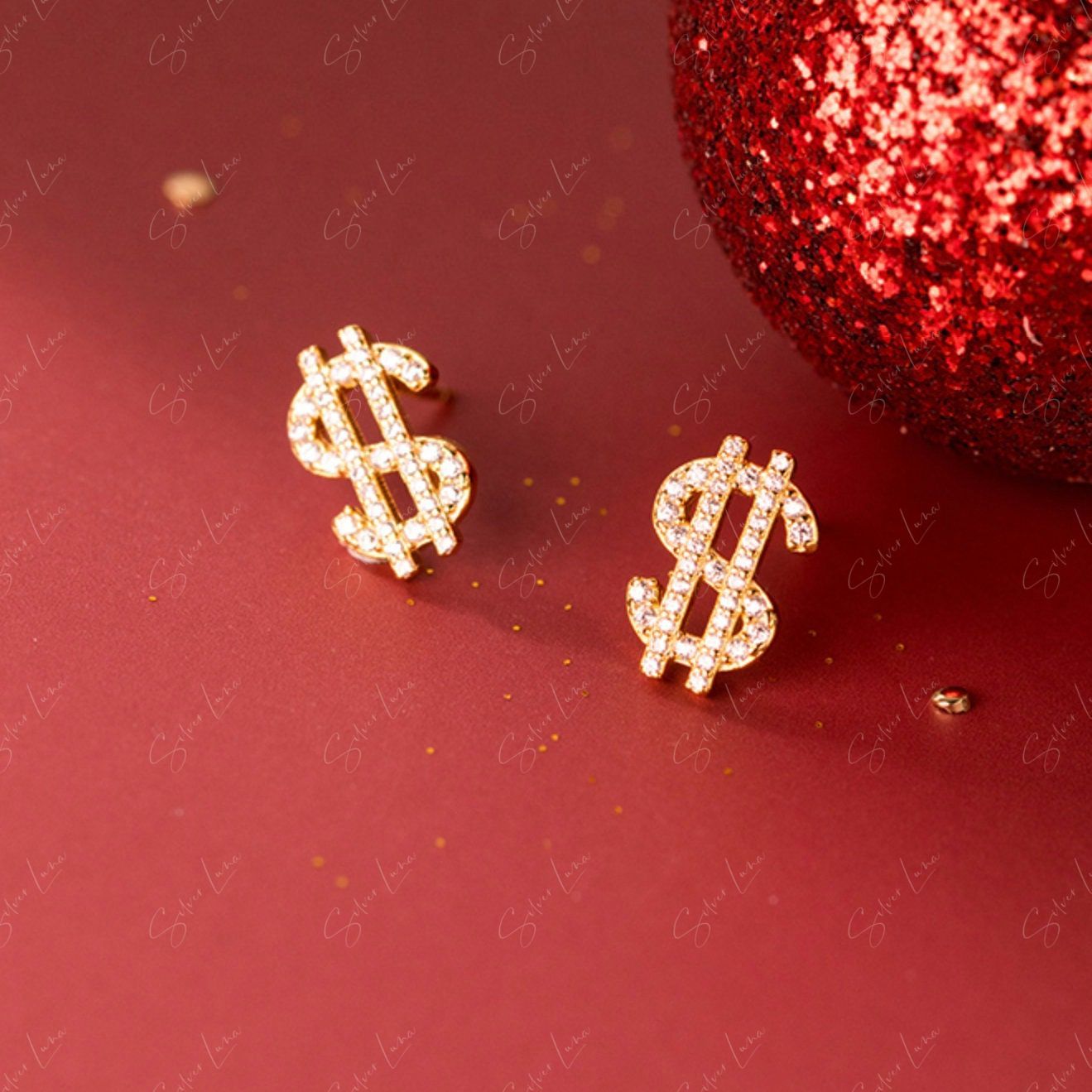dollar sign stud earrings