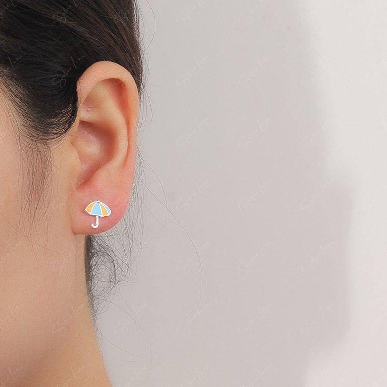 Umbrella Sterling Silver Stud Earrings