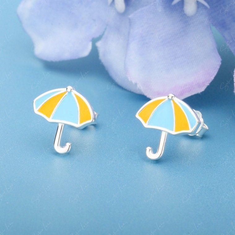 Umbrella Sterling Silver Stud Earrings