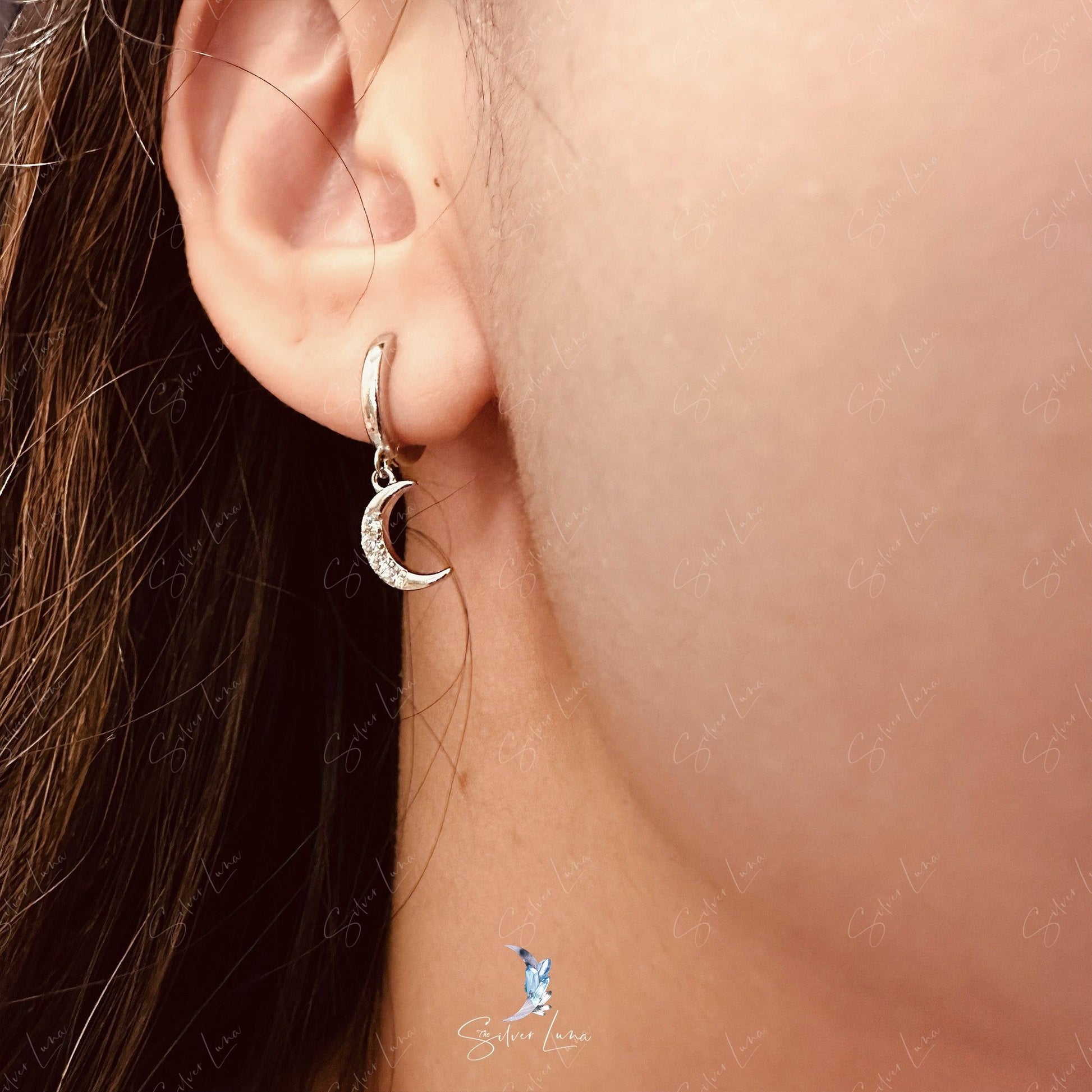 moon hoop earrings