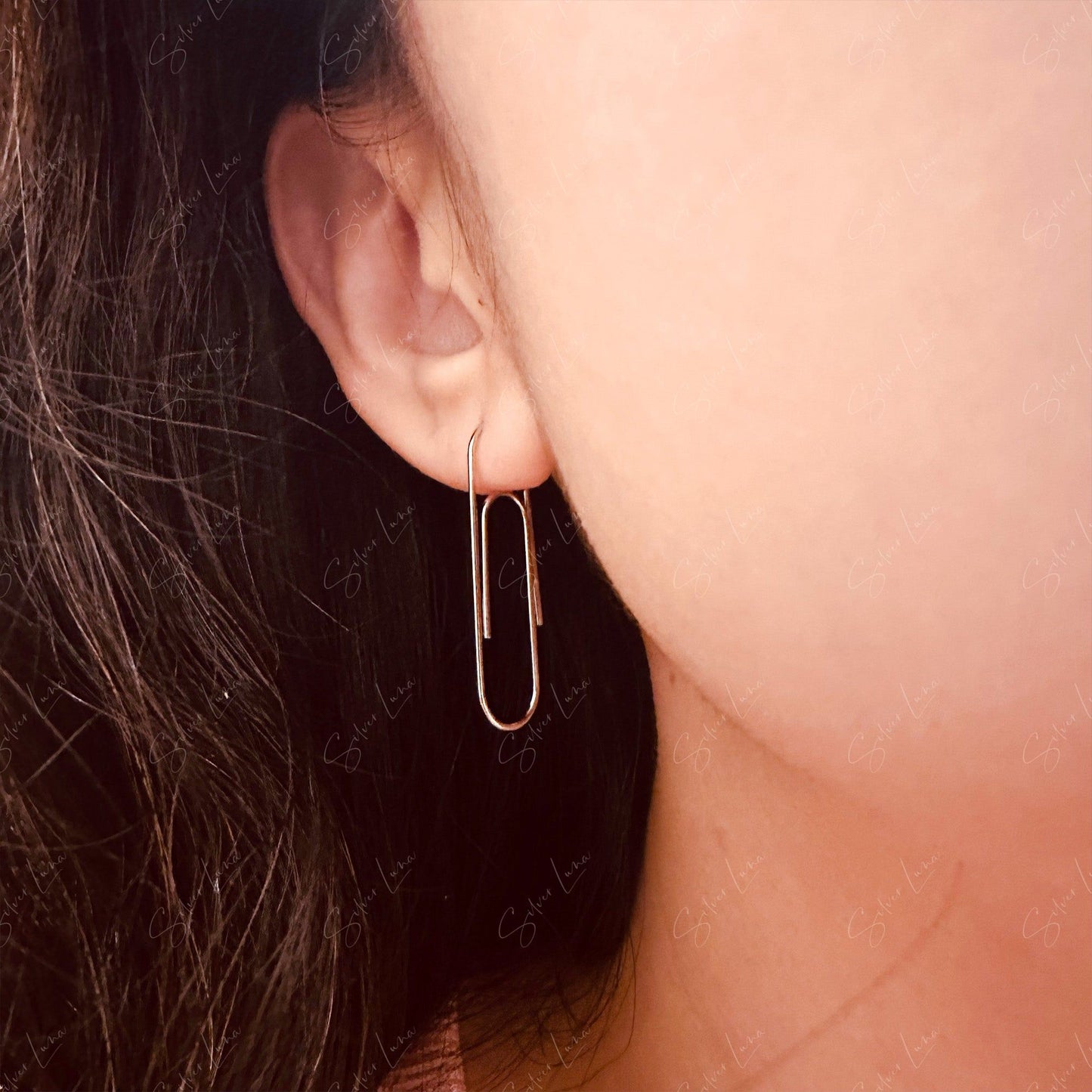 Unique Paper Clip Sterling Silver Earrings