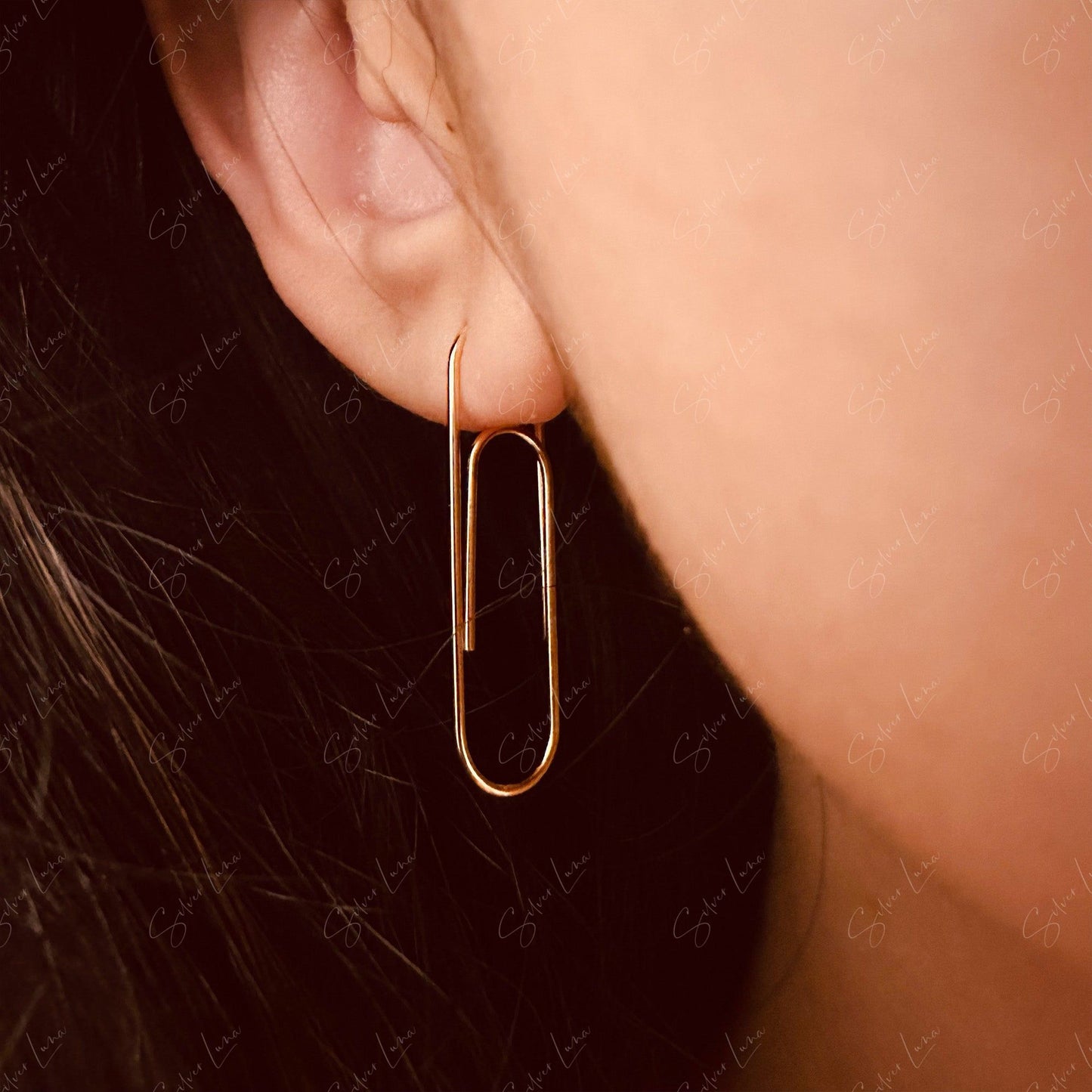 Unique Paper Clip Sterling Silver Earrings