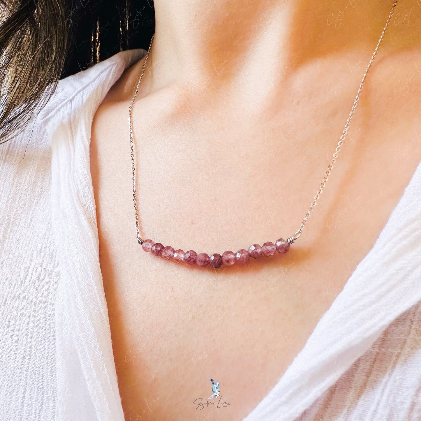 faceted lepidolite gemstone row pendant