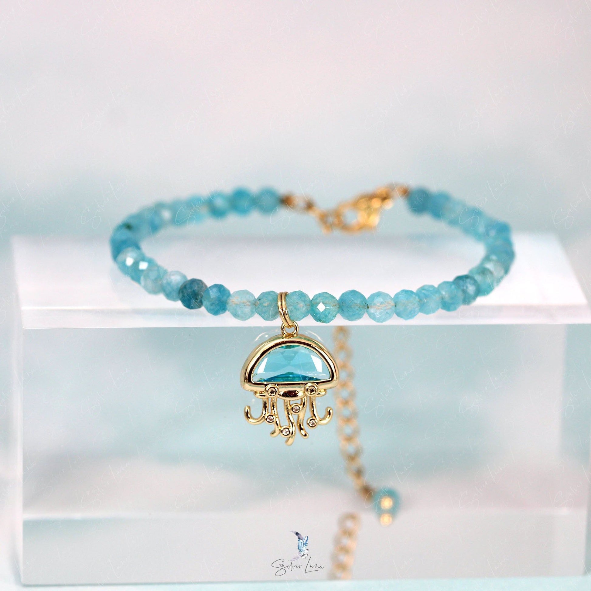 blue jellyfish beaded bracelet