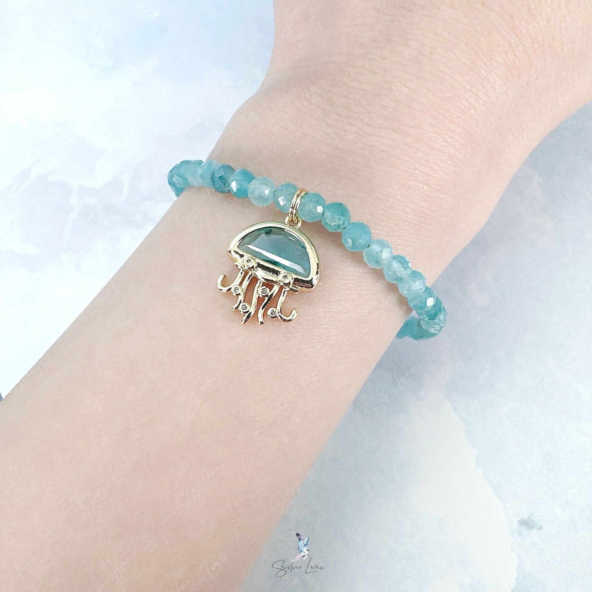 blue jellyfish beaded bracelet