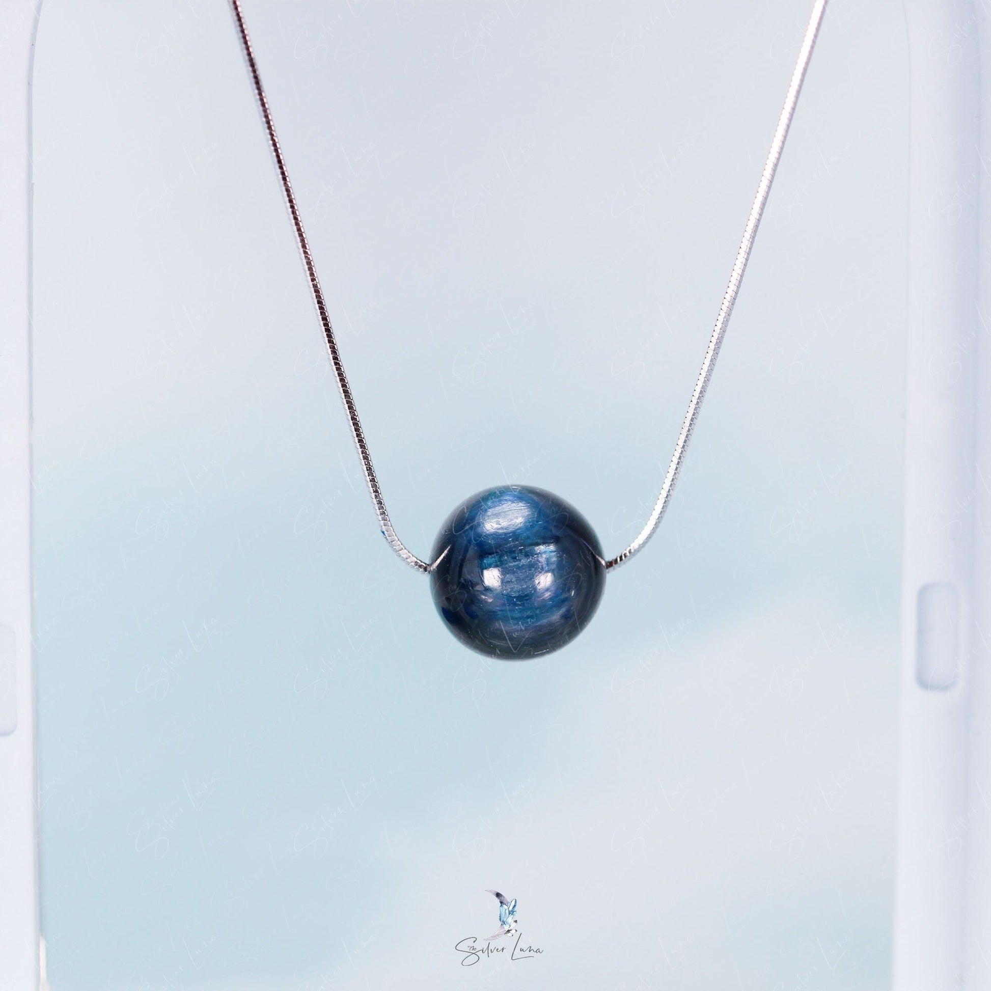 kyanite bead silver necklace