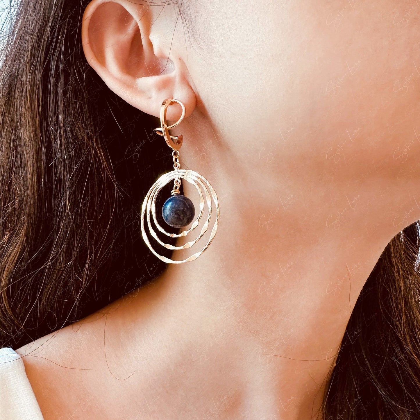 earthy planet dangle drop earrings