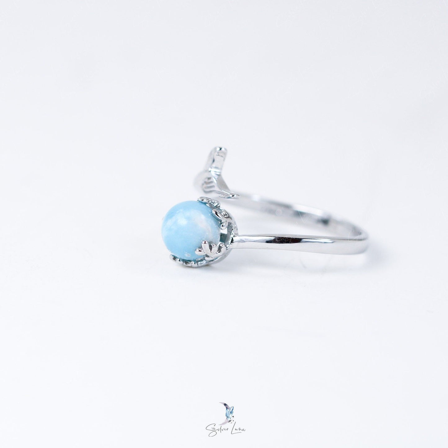 Larimar mermaid silver ring